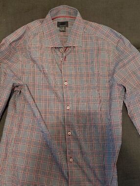 H&M Blue and Red Plaid Men's Dress Shirt